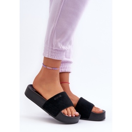 Infradito con plateau in pelle scamosciata da donna Big Star NN274A670 Nero 2