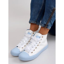 Sneakers alla caviglia con doppi lacci bianco blu 2