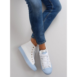 Sneakers alla caviglia con doppi lacci bianco blu 1
