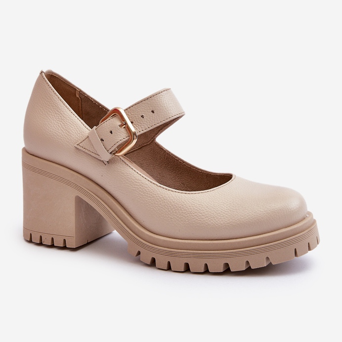 Zazoo 20166 Décolleté in pelle beige 1