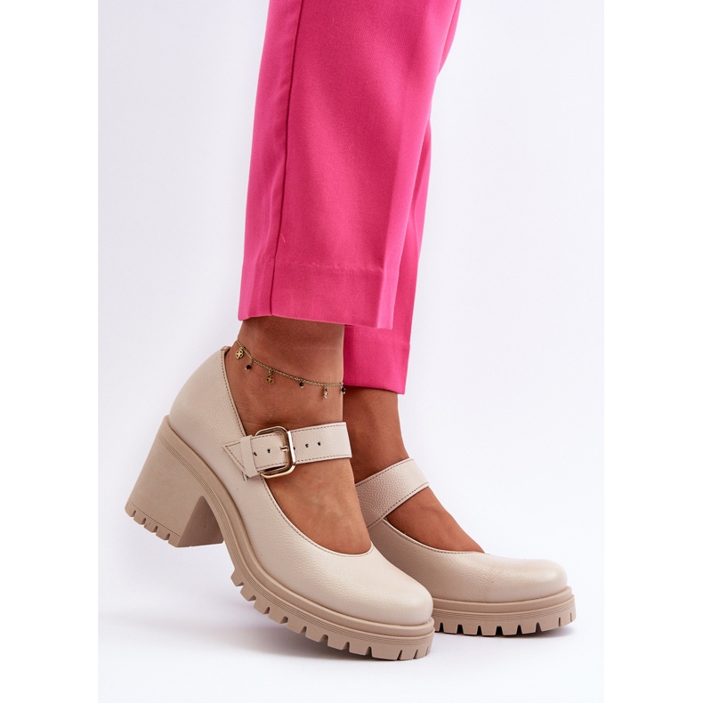 Zazoo 20166 Décolleté in pelle beige 2