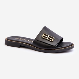 Zazoo 40384 Infradito eleganti in pelle da donna, nere nero 1