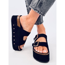 Galzai Infradito nere con plateau in sughero nero 1