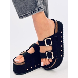 Galzai Infradito nere con plateau in sughero nero 2