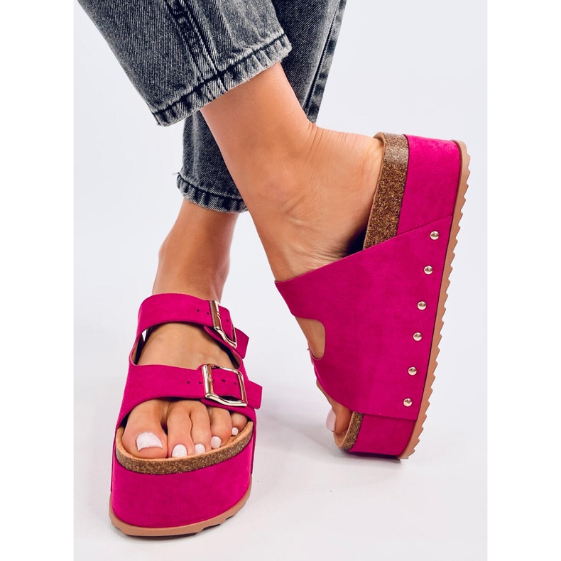 Ciabatte Galzai con plateau in sughero fucsia rosa 1