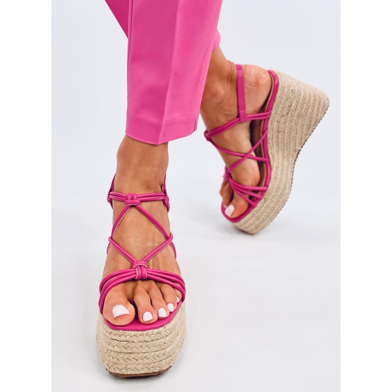 Pascai Sandali espadrillas con zeppa fucsia rosa 1