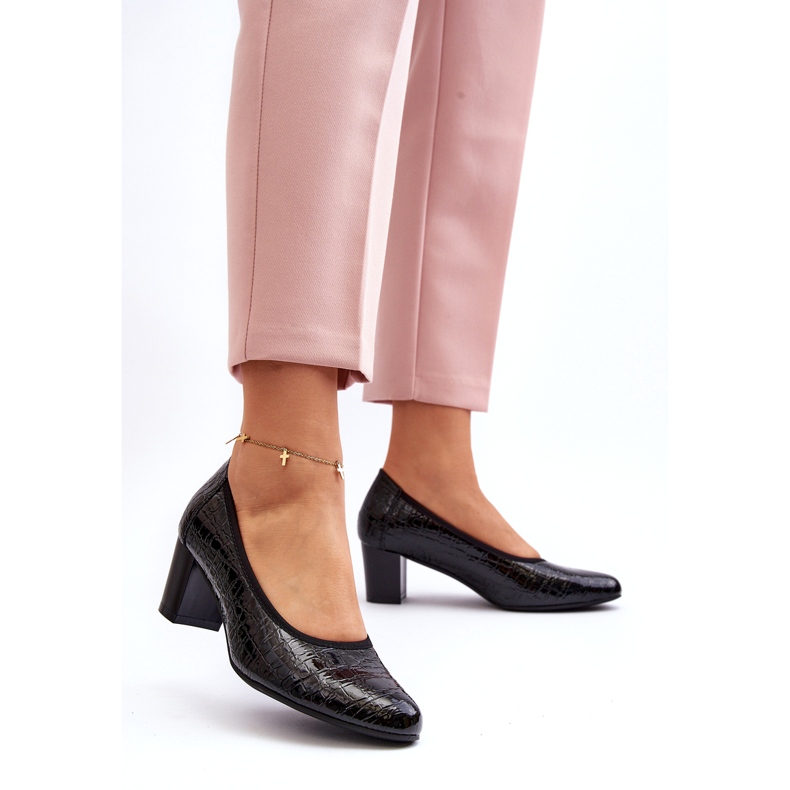Vinceza Décolleté in vernice con goffratura nera nero 4