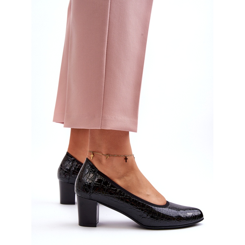 Vinceza Décolleté in vernice con goffratura nera nero 5