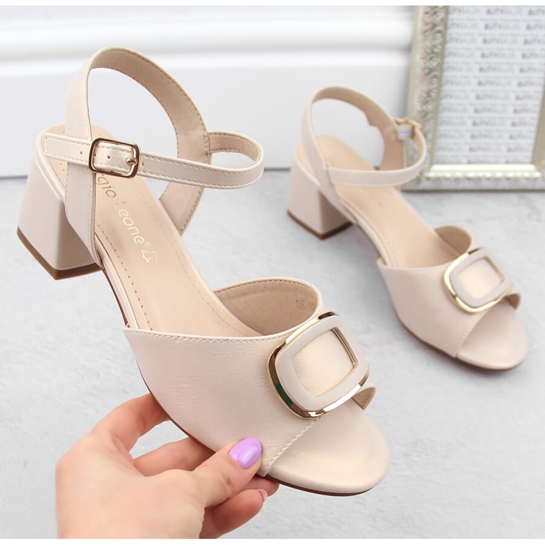 Sandali eleganti beige con tacco da donna Sergio Leone SK891 1