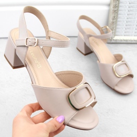 Sandali eleganti da donna con tacco alto, beige perla, Sergio Leone SK891 1