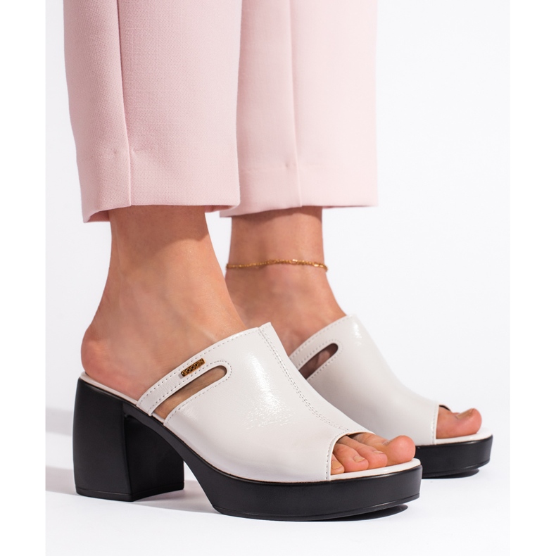 Goodin Infradito da donna bianche con tacco alto bianca 2