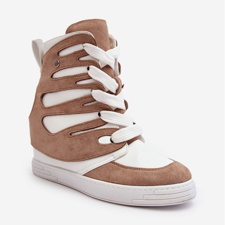 Stivaletti con zeppa in pelle beige Amria 1