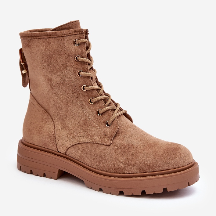 Stivali Worker Da Donna Con Cerniera, Marrone Chiaro, Ninsuni 1