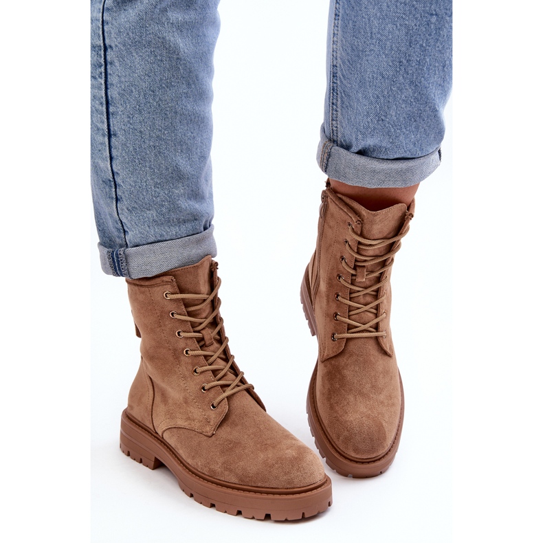 Stivali Worker Da Donna Con Cerniera, Marrone Chiaro, Ninsuni 2