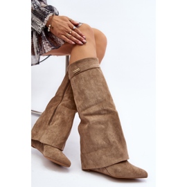 Stivali con zeppa nascosta Pattia beige da donna 1