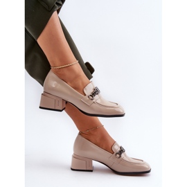 Décolleté in pelle verniciata su blocco beige S.Barski MR38-960 1