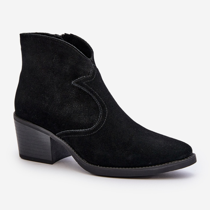 S.Barski Stivali da cowboy in pelle scamosciata con cerniera D&amp;A SN622-29 Neri nero 1