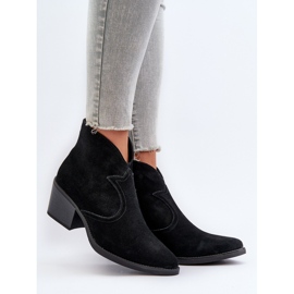 S.Barski Stivali da cowboy in pelle scamosciata con cerniera D&amp;A SN622-29 Neri nero 2
