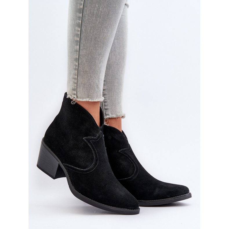 S.Barski Stivali da cowboy in pelle scamosciata con cerniera D&amp;A SN622-29 Neri nero 2