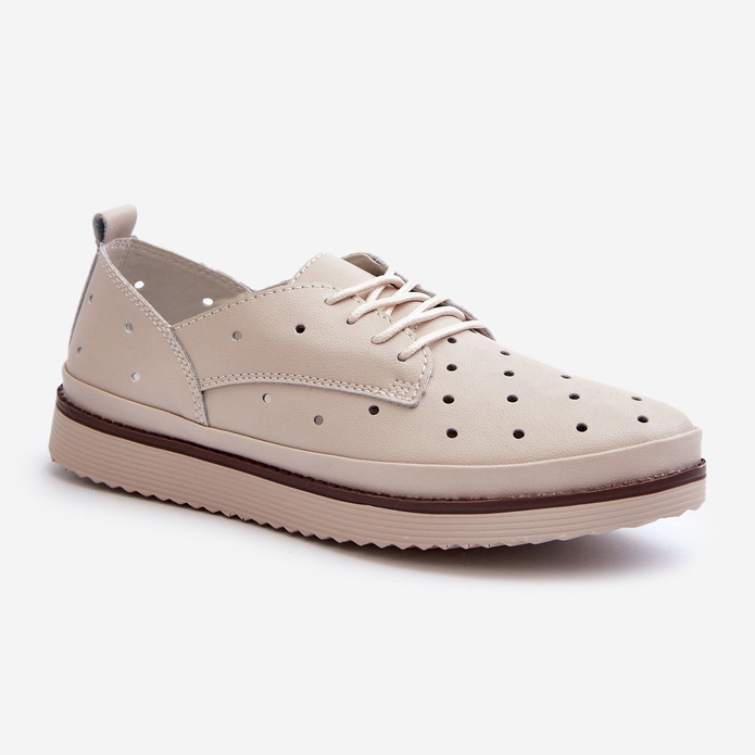 Scarpe in pelle da donna beige S.Barski LR182 1