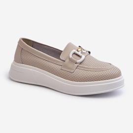 Mocassini in pelle da donna con plateau Beige S.Barski LR720 2