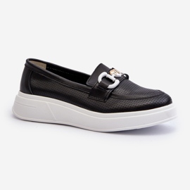 Mocassini in pelle da donna con plateau Neri S.Barski LR720 nero 1