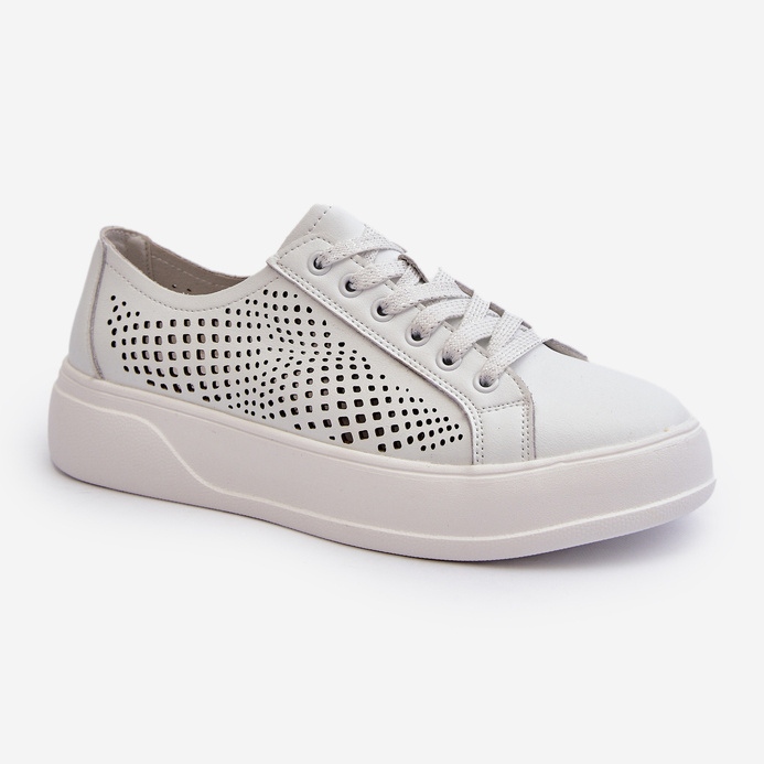 Sneakers da Donna in Pelle con Plateau Bianche S.Barski LR505 bianco 1