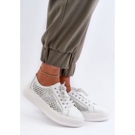 Sneakers da Donna in Pelle con Plateau Bianche S.Barski LR505 bianca 2