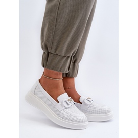 Mocassini In Pelle Da Donna Su Platform Bianco S.Barski LR720 2