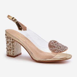 S.Barski Sandali trasparenti con tacco alto color oro D&amp;A MR38-812 d'oro 2