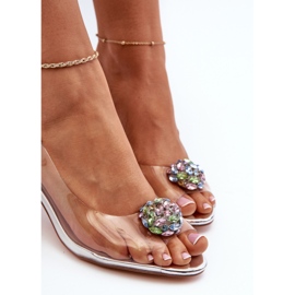 S.Barski Sandali Tacco Alto Trasparenti con Decoro Argento D&amp;A MR38-454 d'argento 1