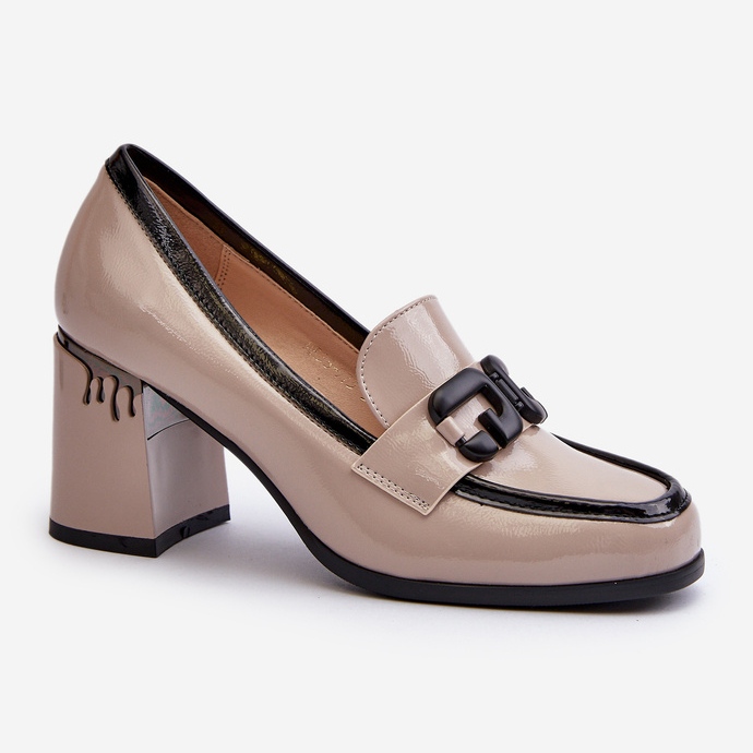 S.Barski Décolleté da donna con tacco alto in vernice beige D&amp;A MR38-973 1
