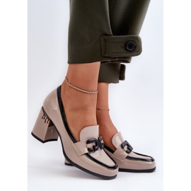 S.Barski Décolleté da donna con tacco alto in vernice beige D&amp;A MR38-973 2
