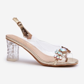 S.Barski Sandali eleganti con tacco alto e decorazioni oro D&amp;A MR38-444 d'oro 2