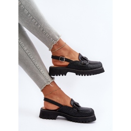 S.Barski Sandali con tacco piatto da donna con decorazione Nero D&amp;A MR38-656 1