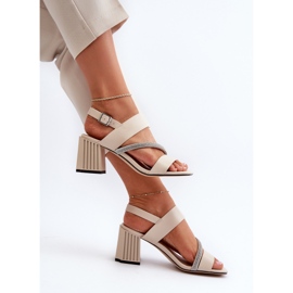 S.Barski Sandali eleganti con tacco alto da donna Beige D&amp;A MR38-549 1