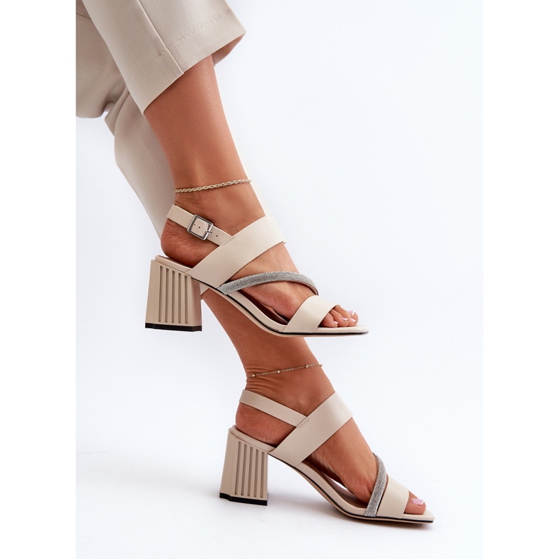 S.Barski Sandali eleganti con tacco alto da donna Beige D&amp;A MR38-549 1