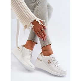 S.Barski Sneakers con zeppa in pelle da donna bianche D&amp;A LR810 bianco 2