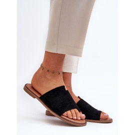 Infradito da donna in pelle scamosciata nera Amite nero 2