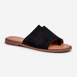 Infradito da donna in pelle scamosciata nera Amite nero 1