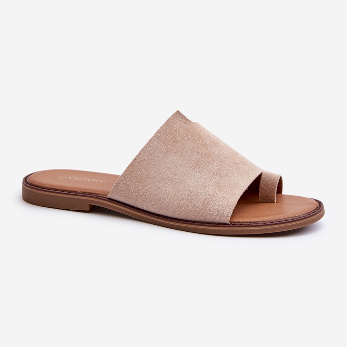 Infradito da donna in pelle scamosciata Beige Amite 1