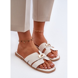 Infradito Piatti Da Donna Con Decorazione, Kavinia Bianco 2