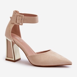 Décolleté in pelle scamosciata su tacco alto Beige Lodho 2