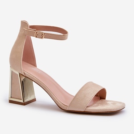 Sandali in camoscio con tacco alto Beige Pholia 2