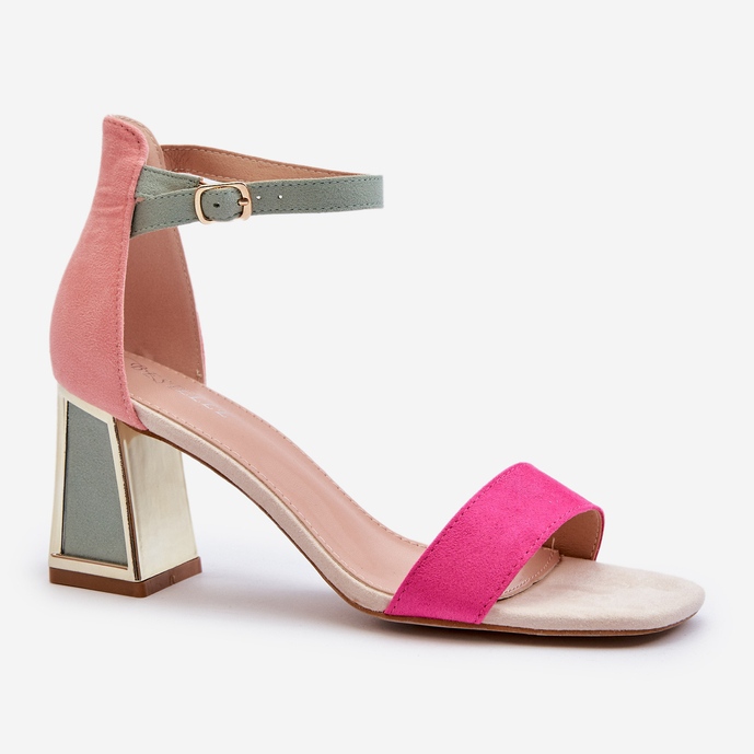 Sandali Pholia in camoscio fucsia con tacco alto multicolore 2