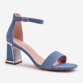 Sandali in denim blu Pholia con tacco alto 1