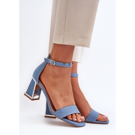 Sandali in denim blu Pholia con tacco alto 2