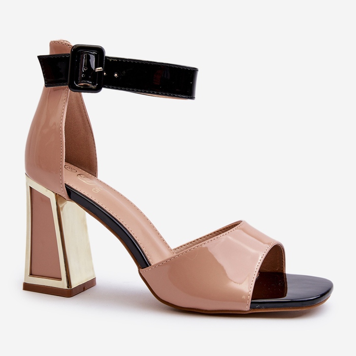 Sandali di vernice su tacco alto, Beige Adrianu 2