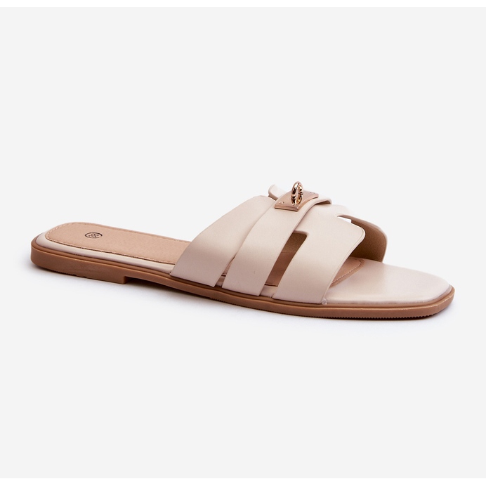 Infradito Piatti Da Donna Con Decorazione, Beige Kavinia 1