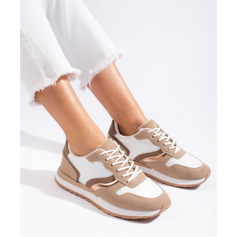 Scarpe sportive da donna beige 1